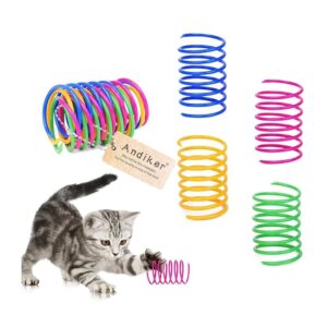 Andiker Cat Spiral Springs – Set of 12 Interactive Toys for Cats to Keep Energetic and Entertained, Sturdy Colourful Plastic Springs for Swatting and Biting