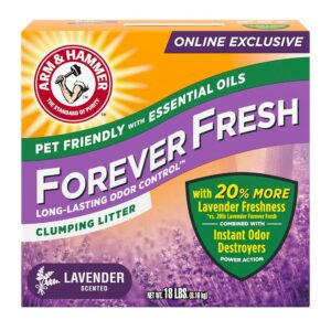 Arm & Hammer Ceaselessly Contemporary Lavender Clumping Cat Litter for Multi-Cat Properties, 18lb – 20% Additional Lavender Freshness, Pet-Pleasant with Important Oils