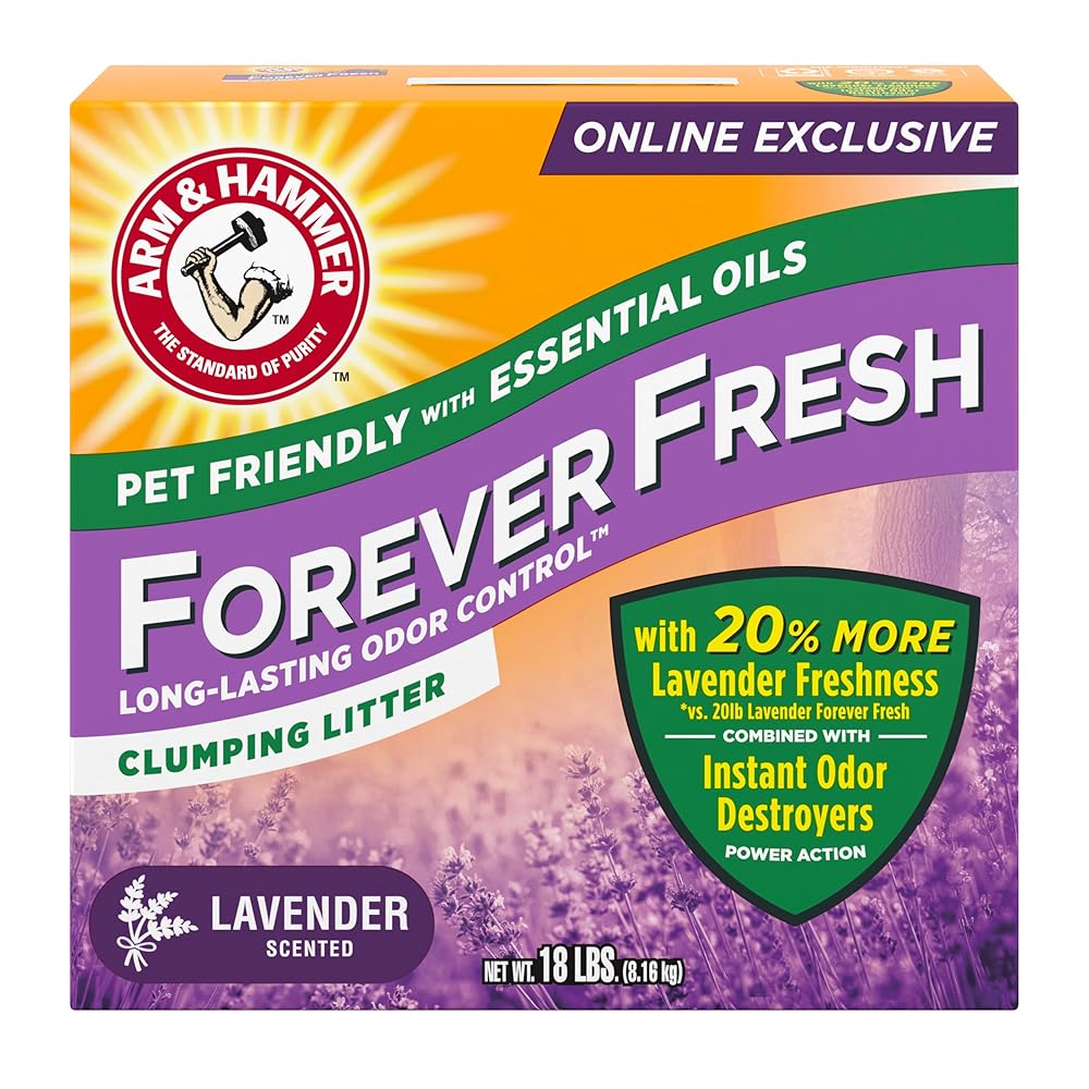 Arm & Hammer Ceaselessly Contemporary Lavender Clumping Cat Litter for Multi-Cat Properties, 18lb – 20% Additional Lavender Freshness, Pet-Pleasant with Important Oils