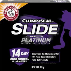 Arm & Hammer SLIDE Platinum Multi-Cat Clumping Cat Litter, 18 lb – Simple Cleanup with 14 Days of Odor Management