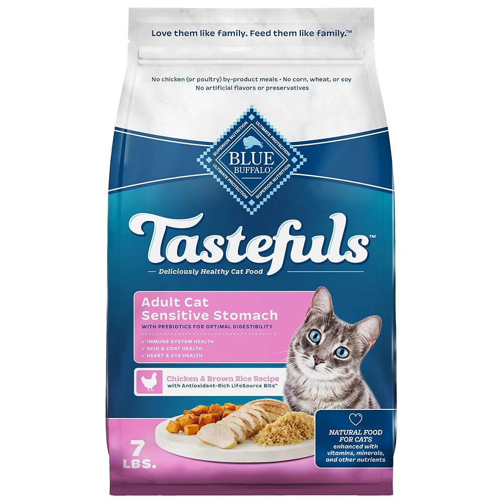 Blue Buffalo Tastefuls Grownup Dry Cat Meals for Delicate Stomachs, Rooster Recipe, 7 lb Bag – Made within the USA with Pure Elements