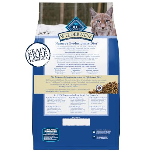 Blue Buffalo Wilderness Grain-Free Excessive-Protein Dry Cat Meals for Indoor Grownup Cats, Hen Taste, 5 lb Bag