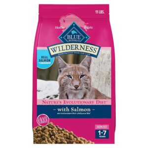 Blue Buffalo Wilderness Grain-Free Salmon Dry Cat Meals for Grownup Cats – 11 lbs, Excessive Protein Formulation