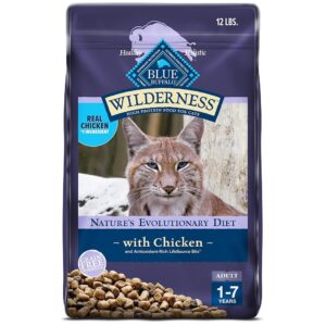 Blue Buffalo Wilderness Pure Grownup Dry Cat Meals, Excessive-Protein Grain-Free Recipe for Wholesome Muscle Improvement and Immune Help, Hen Taste, 12 lb Bag