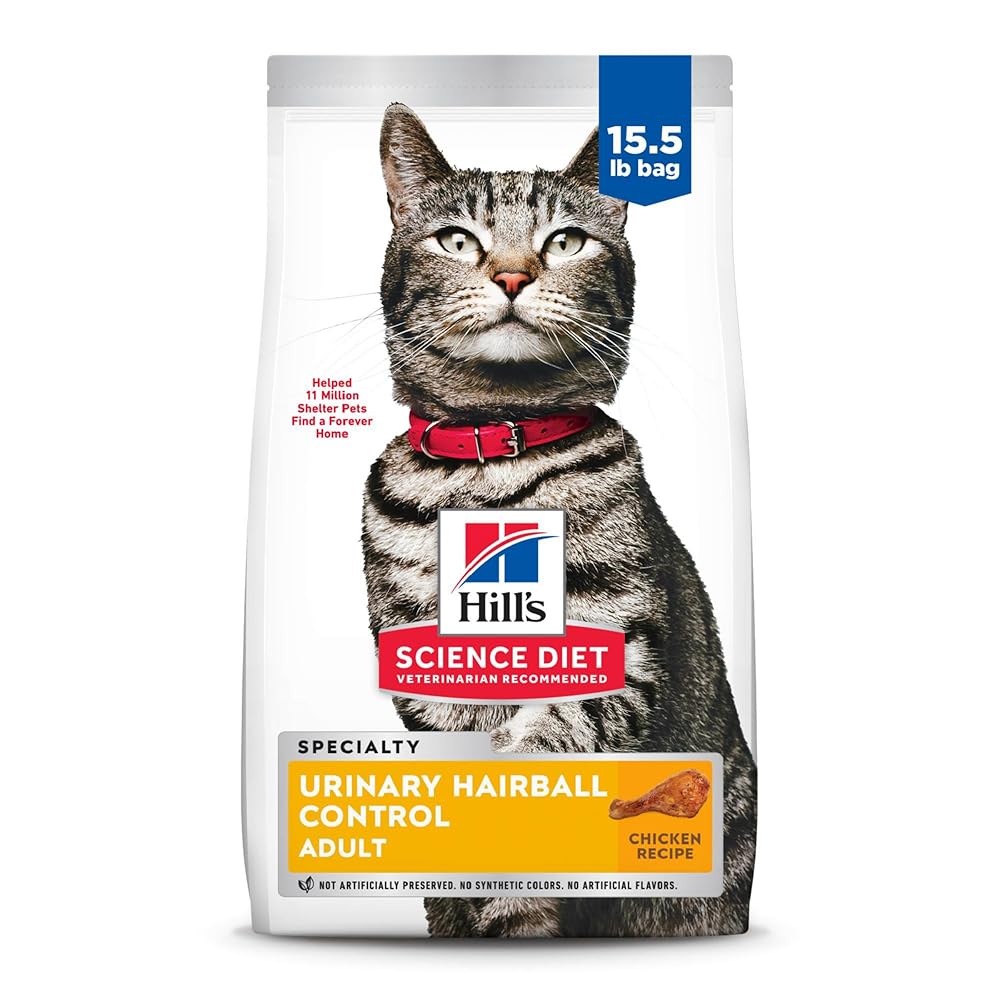 Hill’s Science Eating regimen Grownup Cat Meals for Urinary Well being & Hairball Management, Rooster Recipe, 15.5 lb Bag (Ages 1-6)