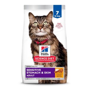 Hill’s Science Eating regimen Delicate Abdomen & Pores and skin Dry Cat Meals for Adults 1-6 Years, Rooster & Rice, 7 lb Bag – Abdomen and Pores and skin Sensitivity Assist