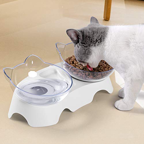 MILIFUN Elevated Tilted Cat Meals Bowls - Anti-Vomiting Orthopedic Bowls for Kittens, Puppies, and Bunnies, Good for Indoor Use