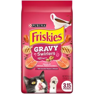 Purina Friskies Dry Cat Meals with Gravy Swirlers – 3.15 lb Bag