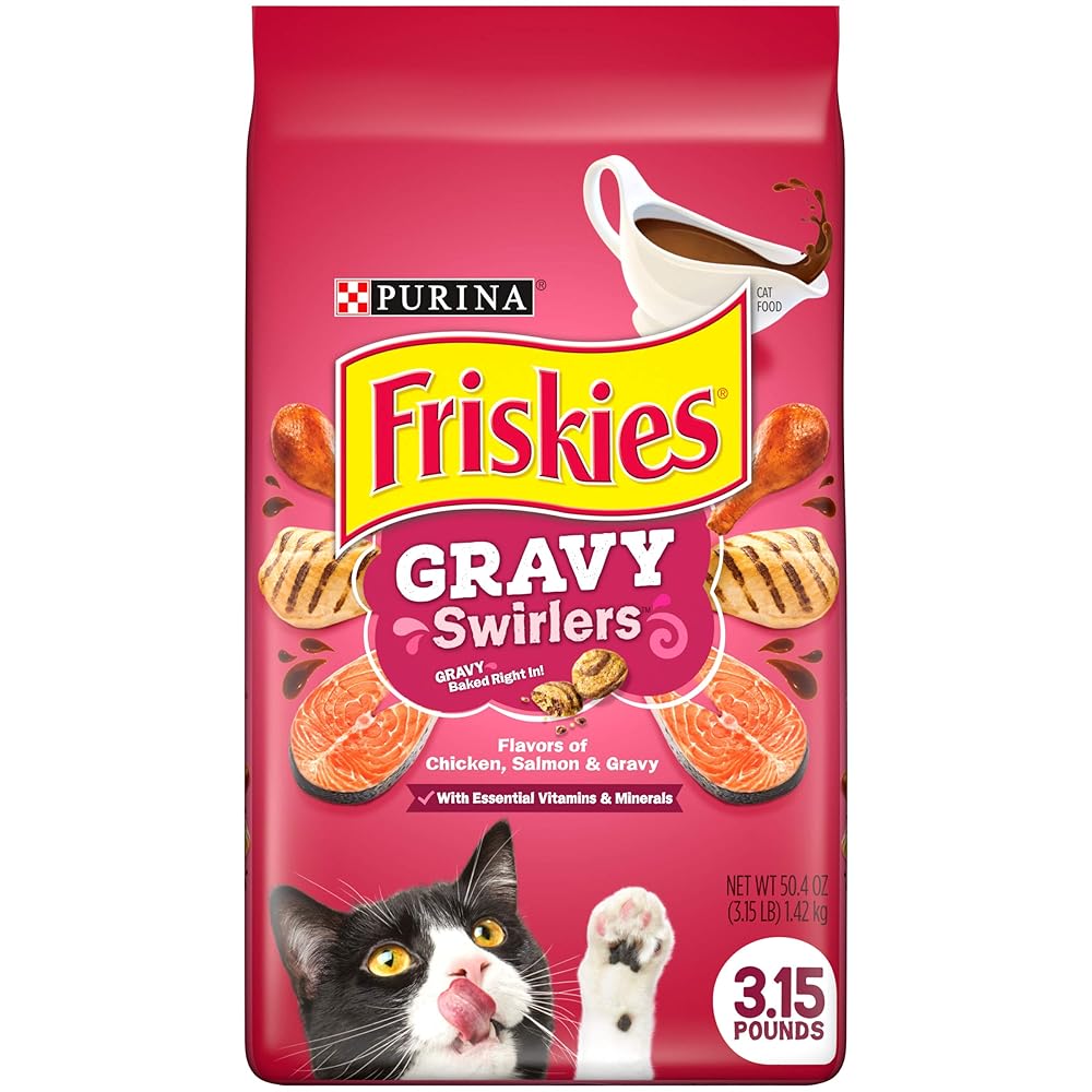 Purina Friskies Dry Cat Meals with Gravy Swirlers – 3.15 lb Bag