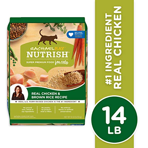 Rachael Ray Nutrish Premium Pure Dry Cat Meals with Added Nutritional vitamins, Minerals, and Vitamins - Actual Hen and Brown Rice Recipe, 14 lb Bag