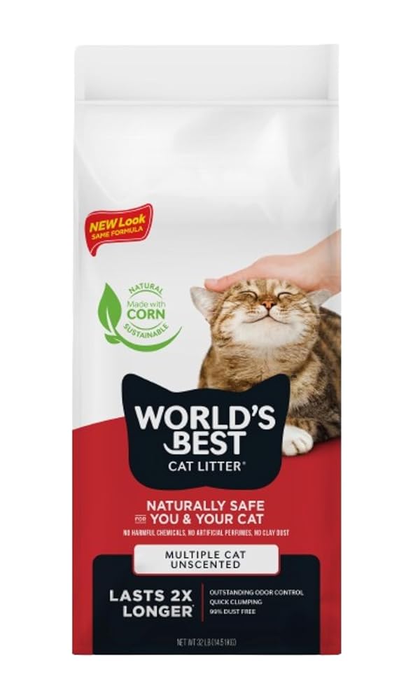 High-Rated Unscented Cat Litter for A number of Cats, 32-Pound Bag – Made with Pure Components, Fast Clumping, Flushable, 99% Mud-Free, USA-Made – Superior Odor Management &…